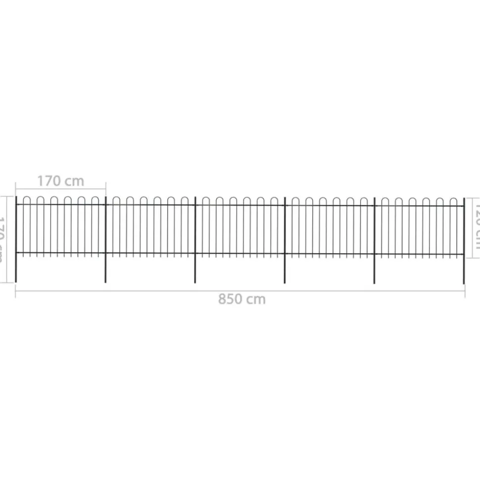 MAISON EXCLUSIVE - Clôture de jardin avec dessus en cerceau acier 8,5 x 1,2 m noir