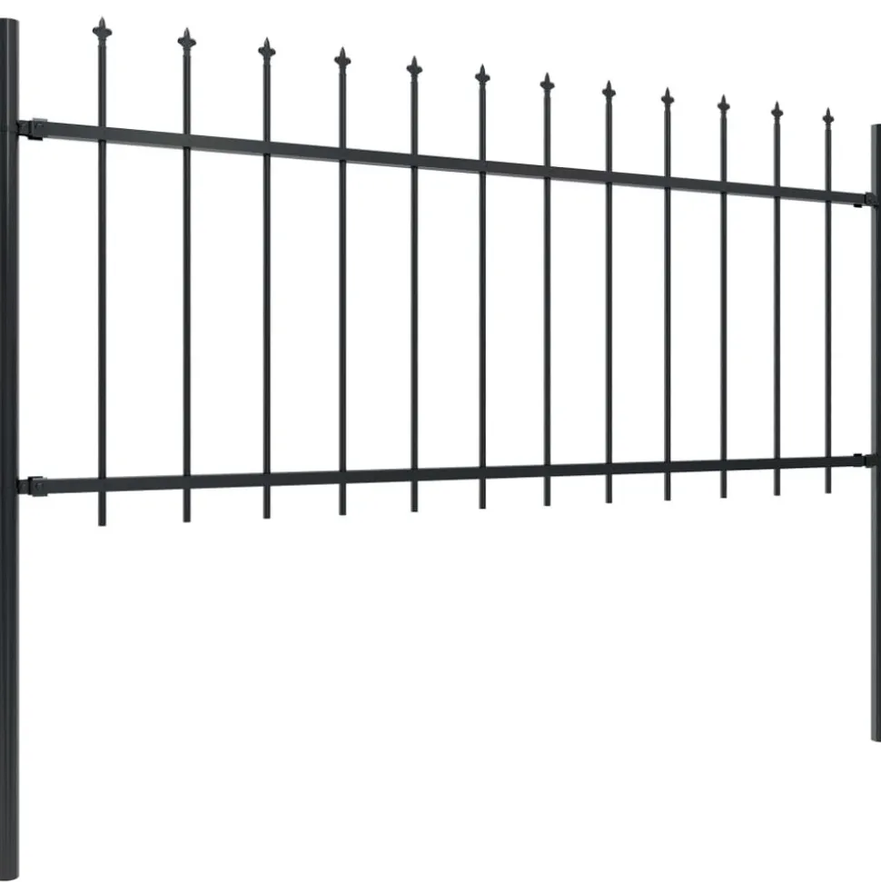 MAISON EXCLUSIVE - Clôture de jardin avec dessus en forme de lance en acier 714,5 x 80 cm noir
