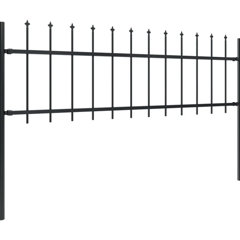 MAISON EXCLUSIVE - Clôture de jardin avec dessus en forme de lance en acier 1603,5 x 60 cm noir