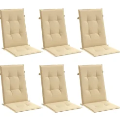 MAISON EXCLUSIVE - Coussins de chaise à dossier haut lot de 6 beige mélangé tissu