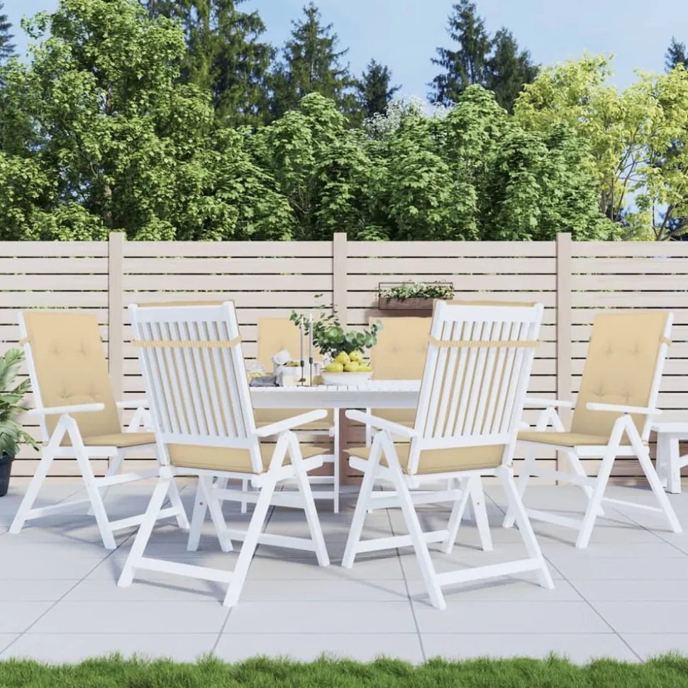 MAISON EXCLUSIVE - Coussins de chaise à dossier haut lot de 6 beige mélangé tissu