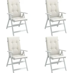MAISON EXCLUSIVE - Coussins de chaise à dossier haut lot de 4 crème mélangé tissu