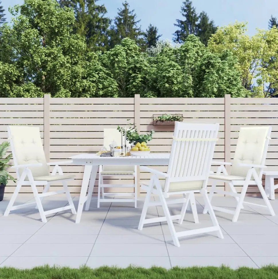 MAISON EXCLUSIVE - Coussins de chaise à dossier haut lot de 4 crème mélangé tissu