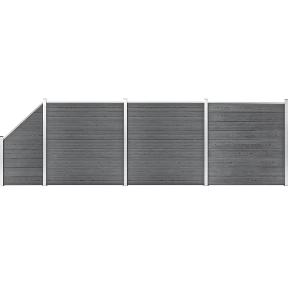 MAISON EXCLUSIVE - Ensemble de clôture wpc 3 carré + 1 incliné 619 x 186 cm gris