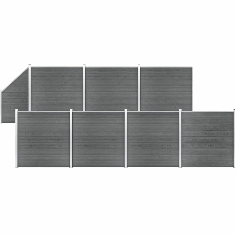 MAISON EXCLUSIVE - Ensemble de clôture wpc 7 carré + 1 incliné 1311x186 cm gris