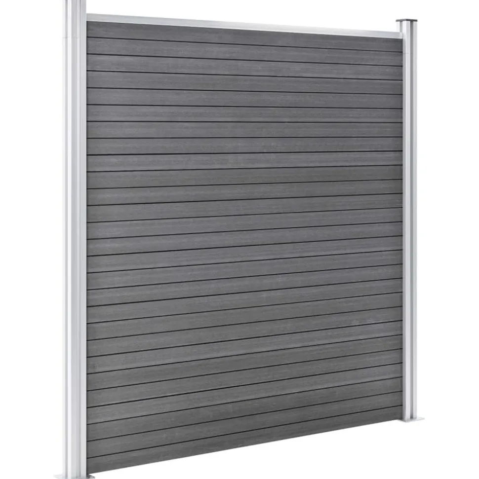 MAISON EXCLUSIVE - Ensemble de clôture wpc 7 carré + 1 incliné 1311x186 cm gris