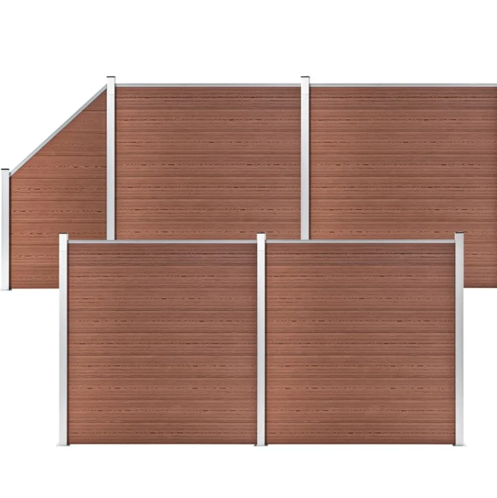 MAISON EXCLUSIVE - Ensemble de clôture wpc 4 carré + 1 incliné 792 x 186 cm marron
