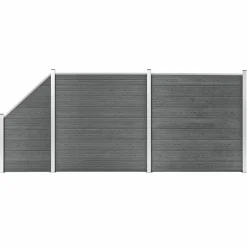 MAISON EXCLUSIVE - Ensemble de clôture wpc 2 carré + 1 incliné 446 x 186 cm gris