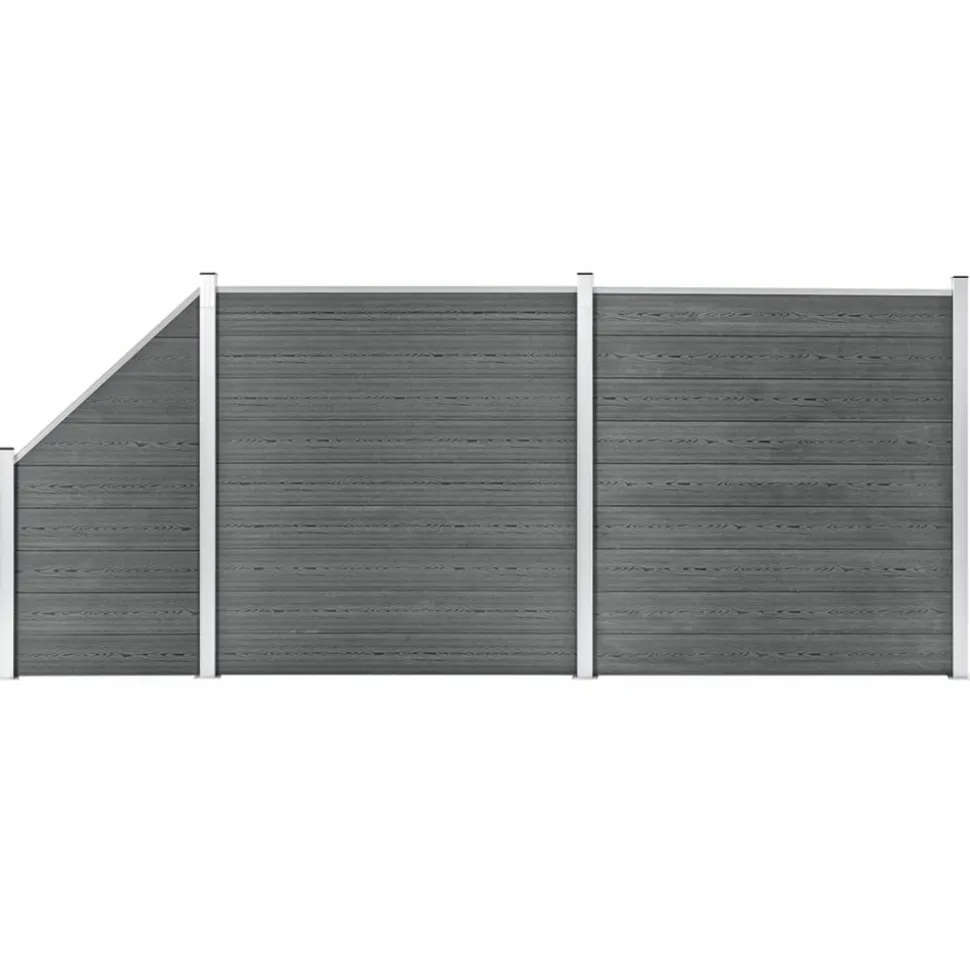 MAISON EXCLUSIVE - Ensemble de clôture wpc 2 carré + 1 incliné 446 x 186 cm gris