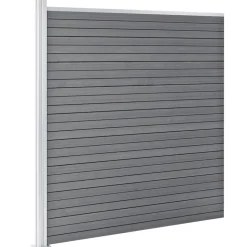 MAISON EXCLUSIVE - Ensemble de clôture wpc 2 carré + 1 incliné 446 x 186 cm gris