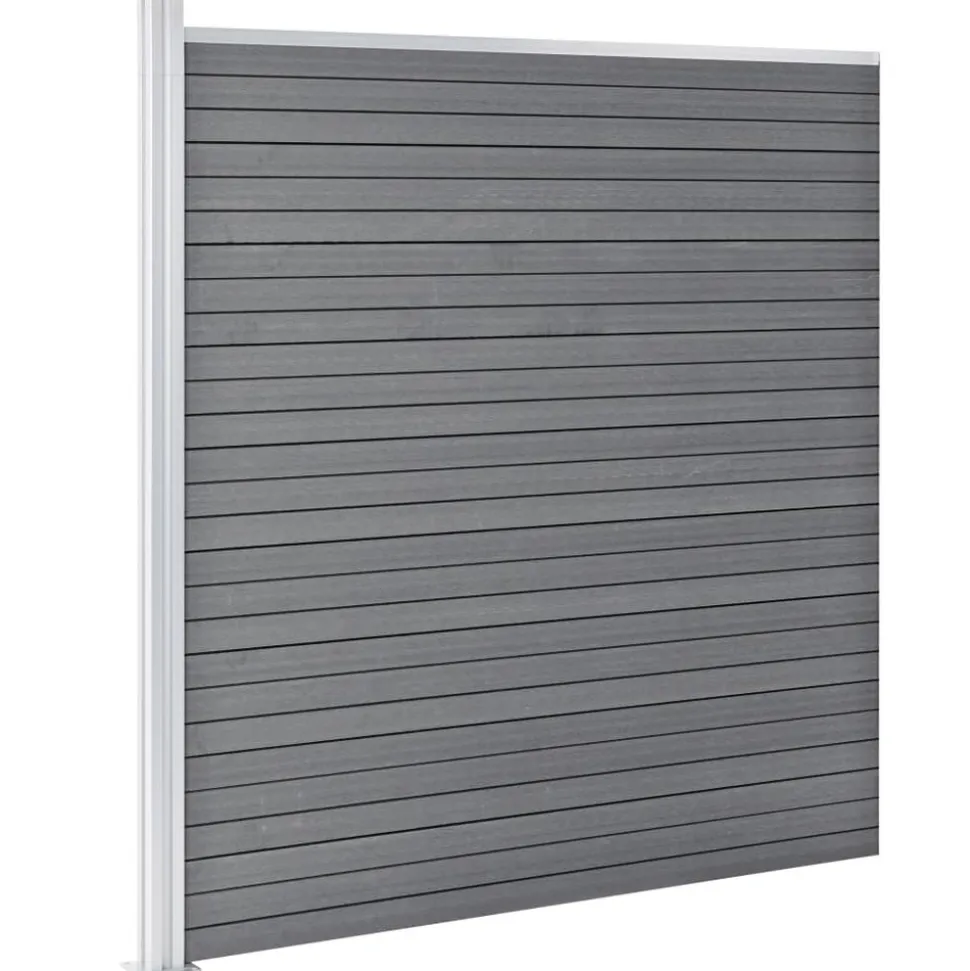 MAISON EXCLUSIVE - Ensemble de clôture wpc 2 carré + 1 incliné 446 x 186 cm gris