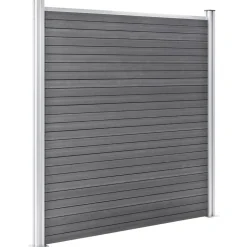 MAISON EXCLUSIVE - Ensemble de clôture wpc 2 carré + 1 incliné 446 x 186 cm gris