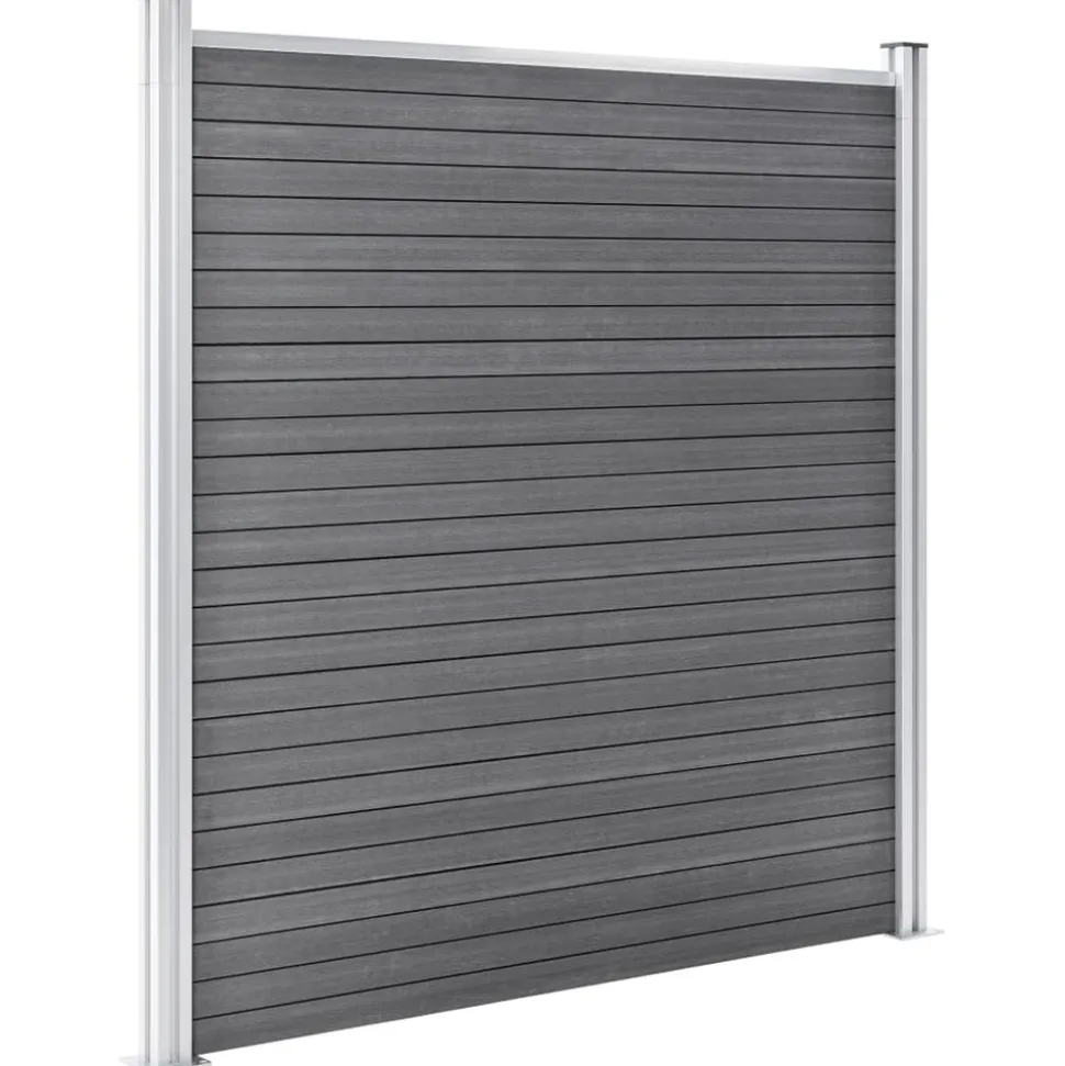 MAISON EXCLUSIVE - Ensemble de clôture wpc 2 carré + 1 incliné 446 x 186 cm gris