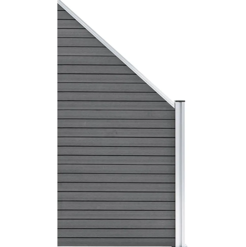 MAISON EXCLUSIVE - Ensemble de clôture wpc 2 carré + 1 incliné 446 x 186 cm gris