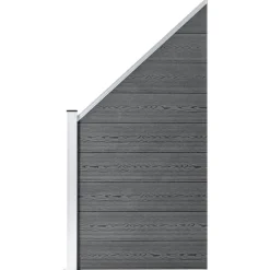 MAISON EXCLUSIVE - Ensemble de clôture wpc 2 carré + 1 incliné 446 x 186 cm gris