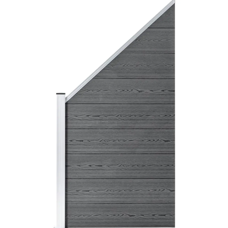 MAISON EXCLUSIVE - Ensemble de clôture wpc 2 carré + 1 incliné 446 x 186 cm gris