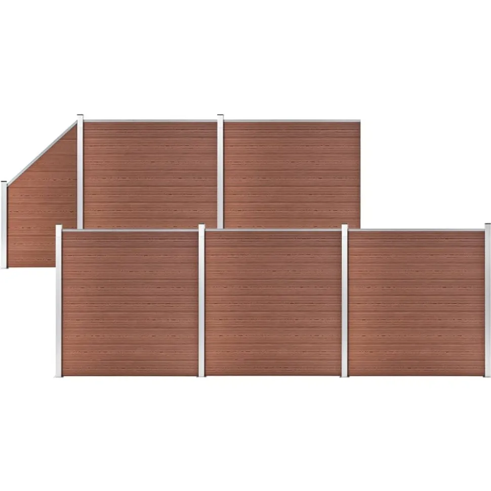 MAISON EXCLUSIVE - Ensemble de clôture wpc 5 carré + 1 incliné 965 x 186 cm marron
