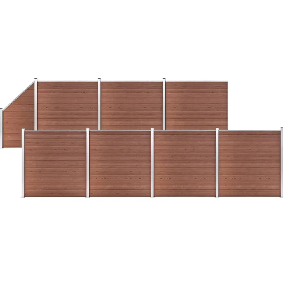 MAISON EXCLUSIVE - Ensemble de clôture wpc 7 carré + 1 incliné 1311x186 cm marron