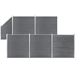 MAISON EXCLUSIVE - Ensemble de clôture wpc 5 carré + 1 incliné 965 x 186 cm gris