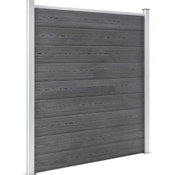 MAISON EXCLUSIVE - Ensemble de clôture wpc 5 carré + 1 incliné 965 x 186 cm gris