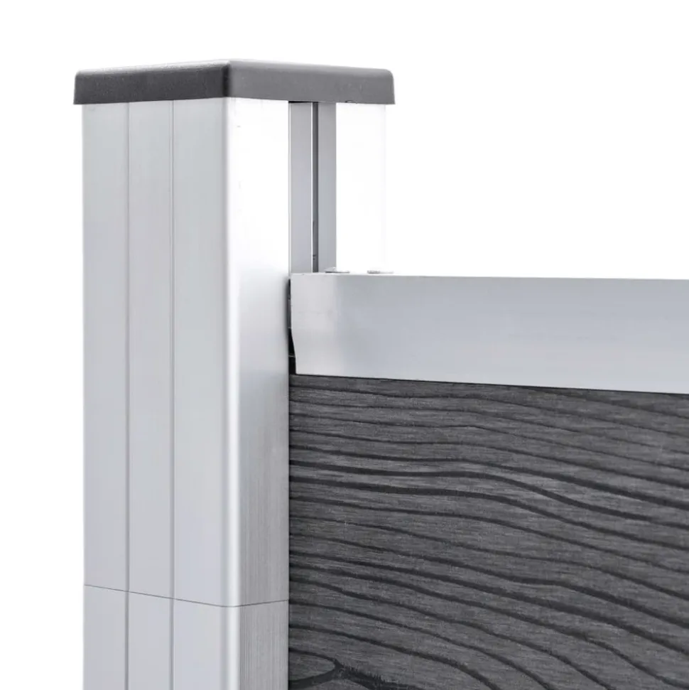 MAISON EXCLUSIVE - Ensemble de clôture wpc 5 carré + 1 incliné 965 x 186 cm gris