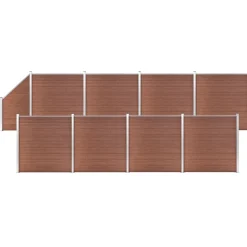 MAISON EXCLUSIVE - Ensemble de clôture wpc 8 carré + 1 incliné 1484x186 cm marron