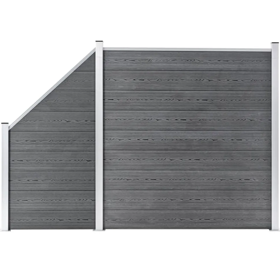 MAISON EXCLUSIVE - Ensemble de clôture wpc 1 carré + 1 incliné 273x186 cm gris