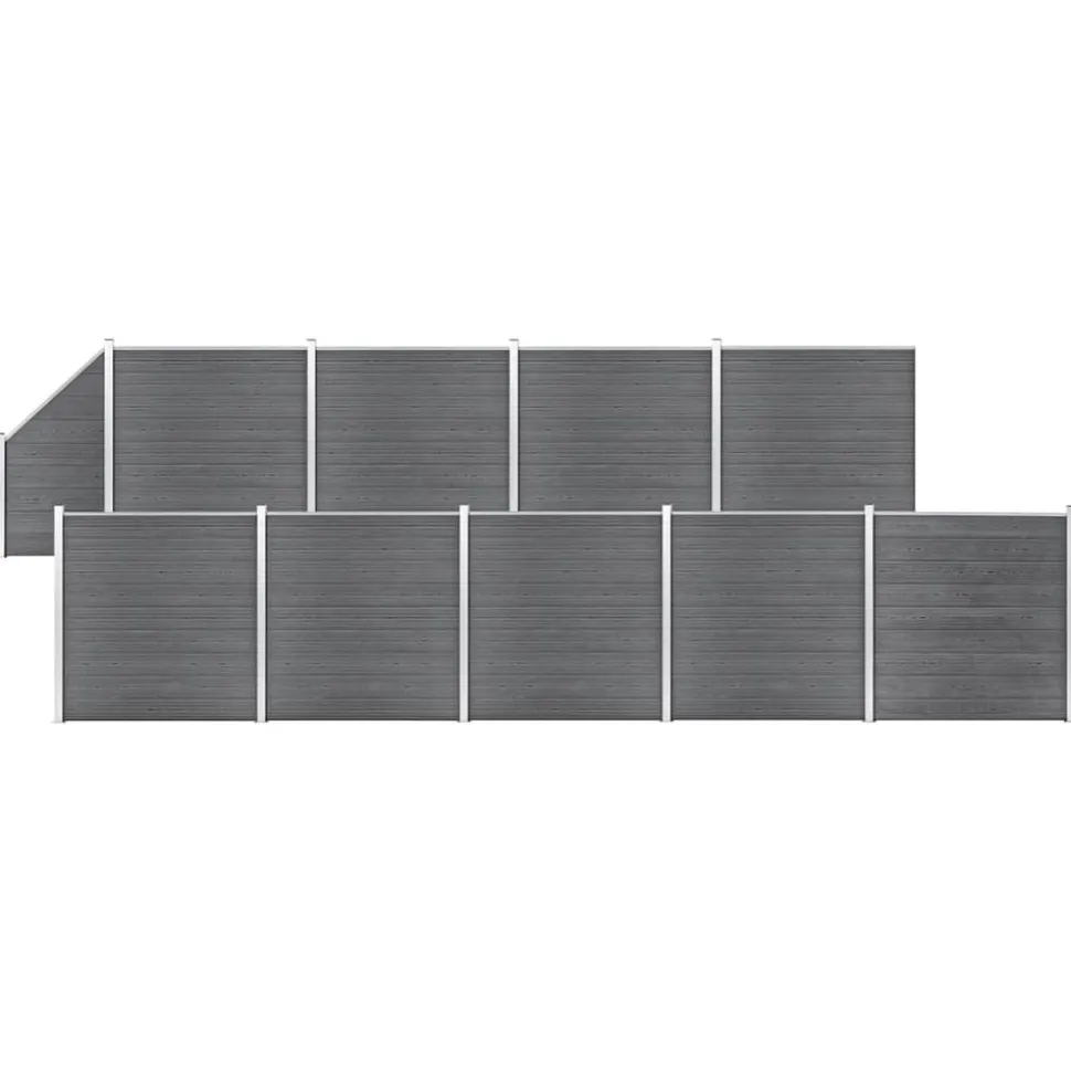 MAISON EXCLUSIVE - Ensemble de clôture wpc 9 carré + 1 incliné 1657x186 cm gris