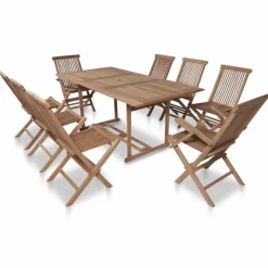 MAISON EXCLUSIVE - Ensemble à manger d'extérieur 9 pcs et chaises pliables teck