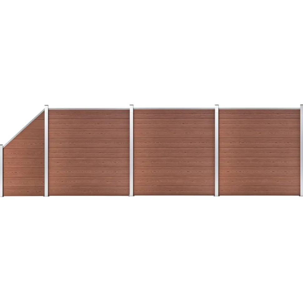 MAISON EXCLUSIVE - Ensemble de clôture wpc 3 carré + 1 incliné 619 x 186 cm marron