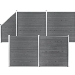 MAISON EXCLUSIVE - Ensemble de clôture wpc 4 carré + 1 incliné 792 x 186 cm gris