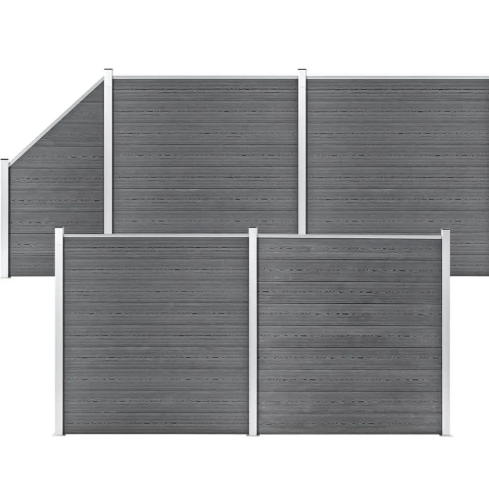 MAISON EXCLUSIVE - Ensemble de clôture wpc 4 carré + 1 incliné 792 x 186 cm gris
