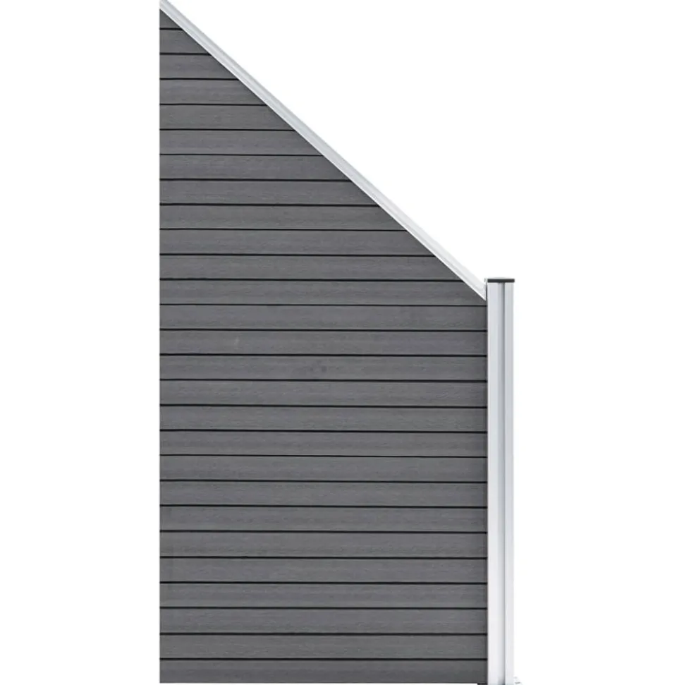 MAISON EXCLUSIVE - Ensemble de clôture wpc 4 carré + 1 incliné 792 x 186 cm gris