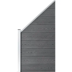 MAISON EXCLUSIVE - Ensemble de clôture wpc 4 carré + 1 incliné 792 x 186 cm gris