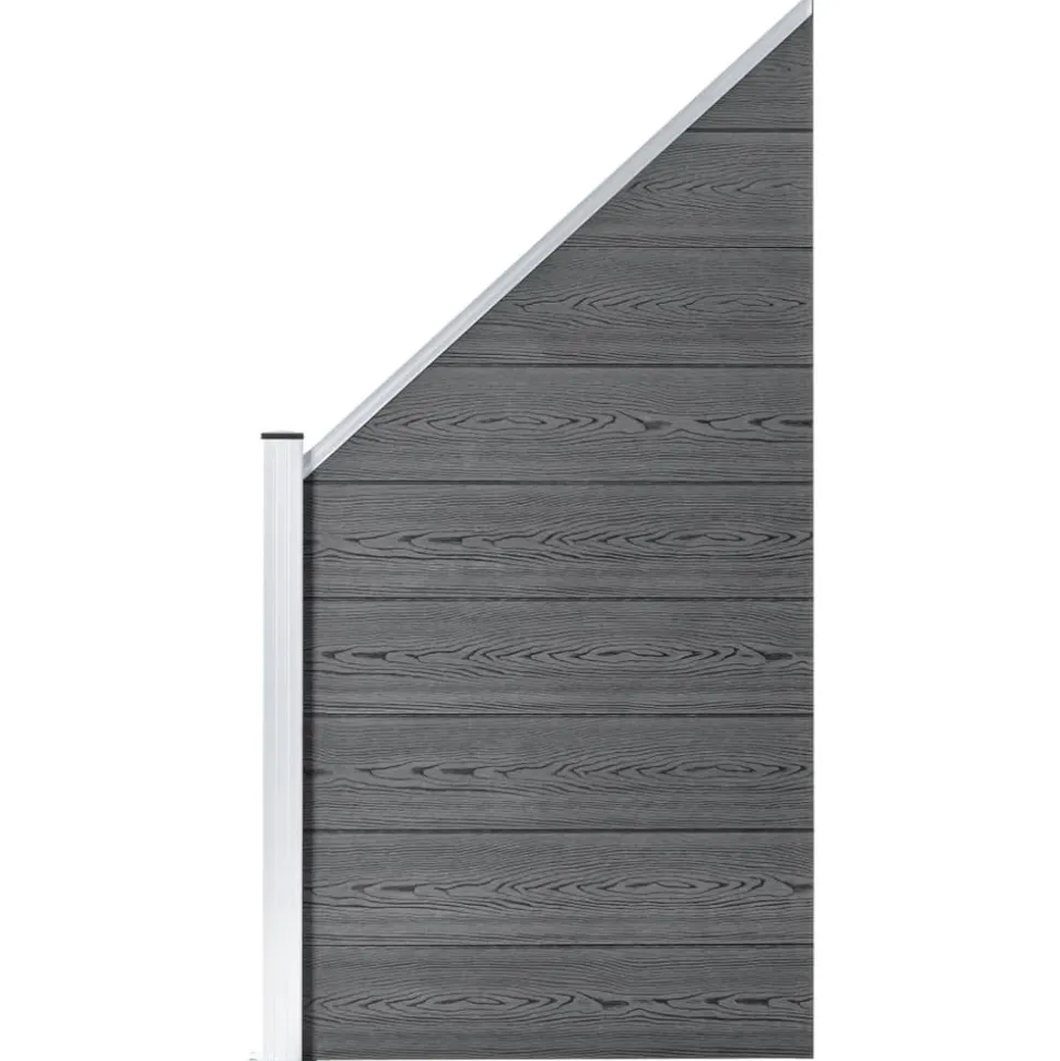 MAISON EXCLUSIVE - Ensemble de clôture wpc 4 carré + 1 incliné 792 x 186 cm gris