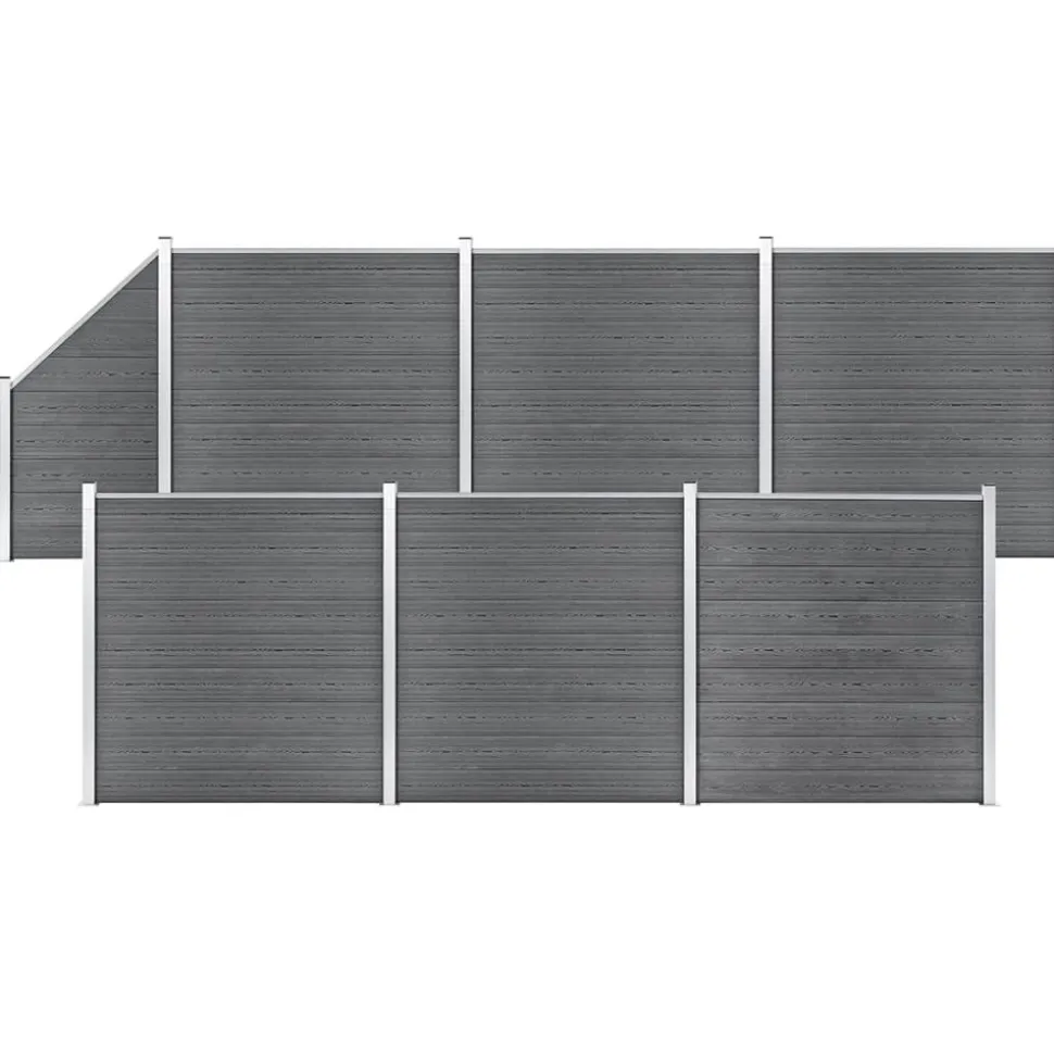 MAISON EXCLUSIVE - Ensemble de clôture wpc 6 carré + 1 incliné 1138x186 cm gris