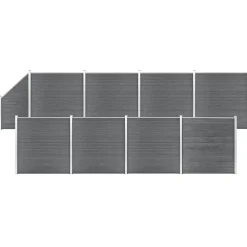 MAISON EXCLUSIVE - Ensemble de clôture wpc 8 carré + 1 incliné 1484x186 cm gris