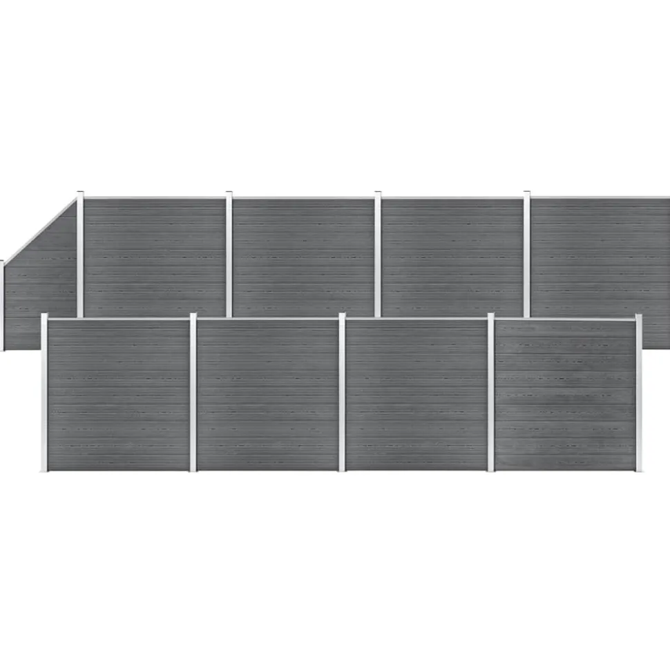 MAISON EXCLUSIVE - Ensemble de clôture wpc 8 carré + 1 incliné 1484x186 cm gris
