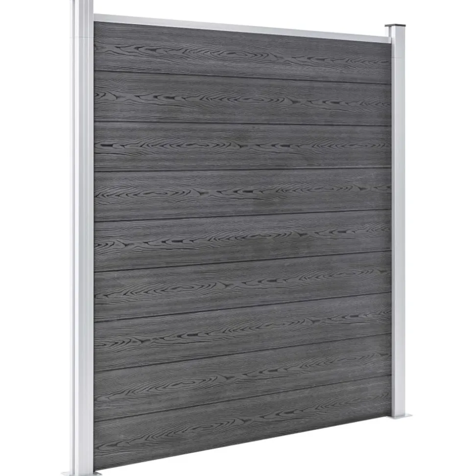 MAISON EXCLUSIVE - Ensemble de clôture wpc 8 carré + 1 incliné 1484x186 cm gris