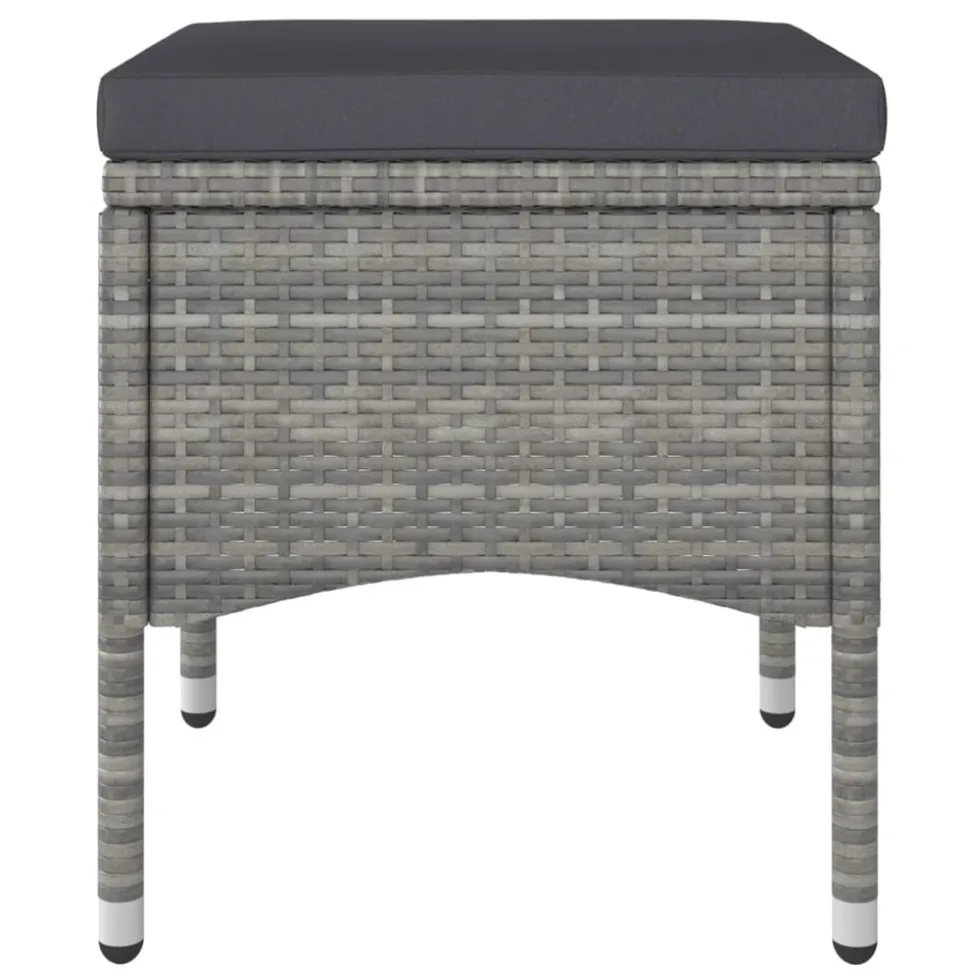 MAISON EXCLUSIVE - Jeu de chaise et tabouret de jardin 4 pcs résine tressée gris