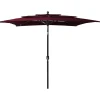 MAISON EXCLUSIVE - Parasol de jardin à 3 niveaux mât en aluminium rouge bordeaux