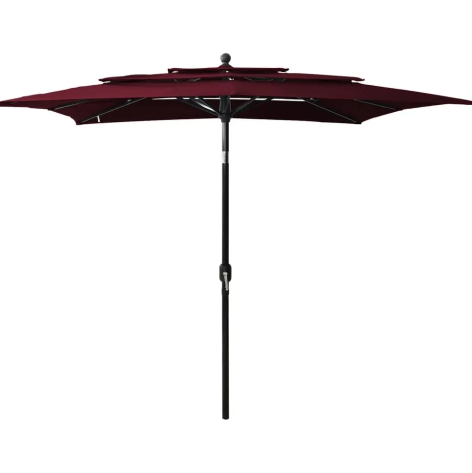 MAISON EXCLUSIVE - Parasol de jardin à 3 niveaux mât en aluminium rouge bordeaux