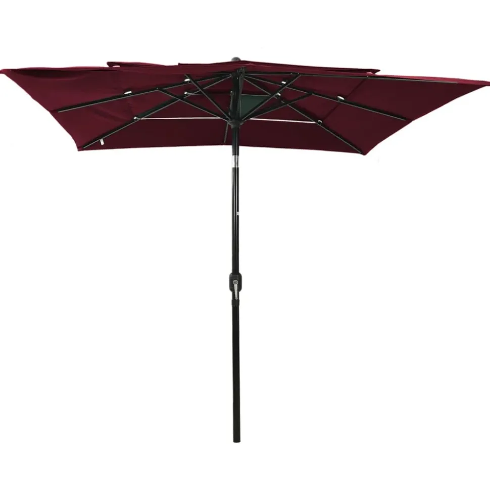 MAISON EXCLUSIVE - Parasol de jardin à 3 niveaux mât en aluminium rouge bordeaux