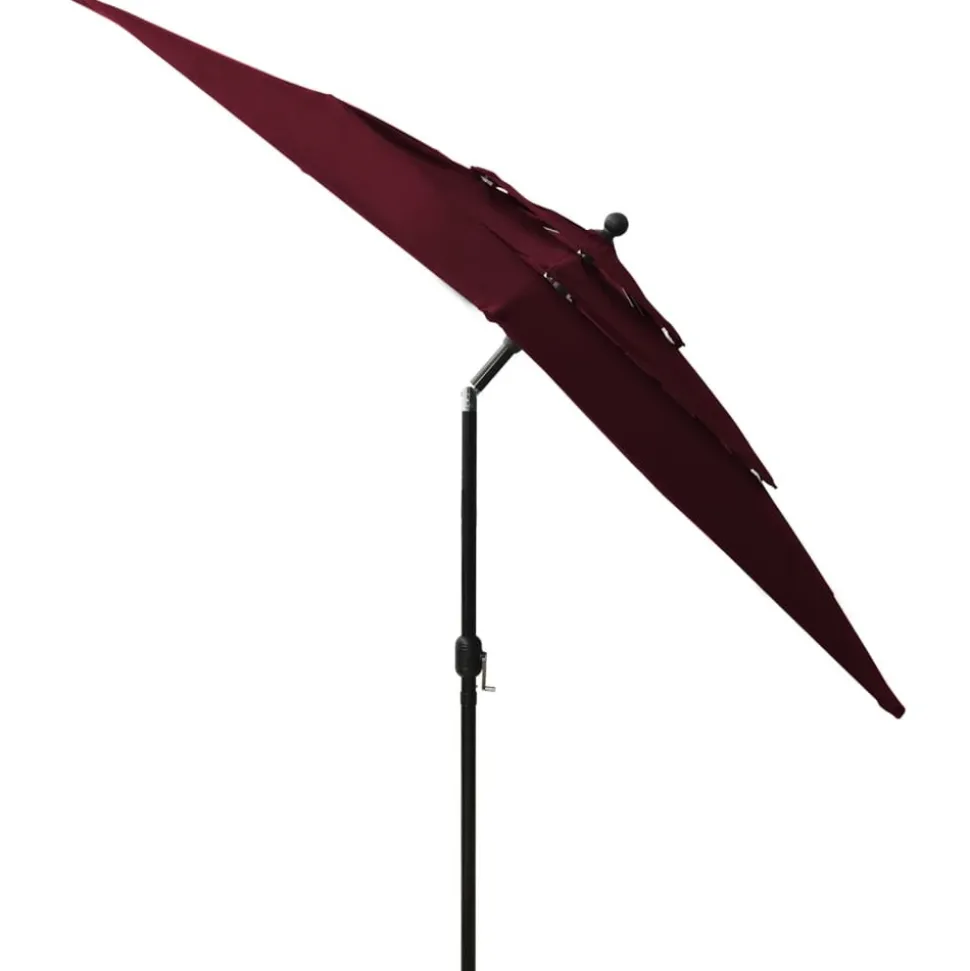 MAISON EXCLUSIVE - Parasol de jardin à 3 niveaux mât en aluminium rouge bordeaux