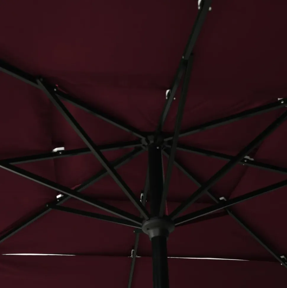 MAISON EXCLUSIVE - Parasol de jardin à 3 niveaux mât en aluminium rouge bordeaux