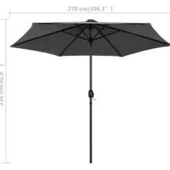MAISON EXCLUSIVE - Parasol de jardin et lumières led mât en aluminium anthracite