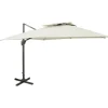 MAISON EXCLUSIVE - Parasol de jardin en porte-à-faux avec double toit sable