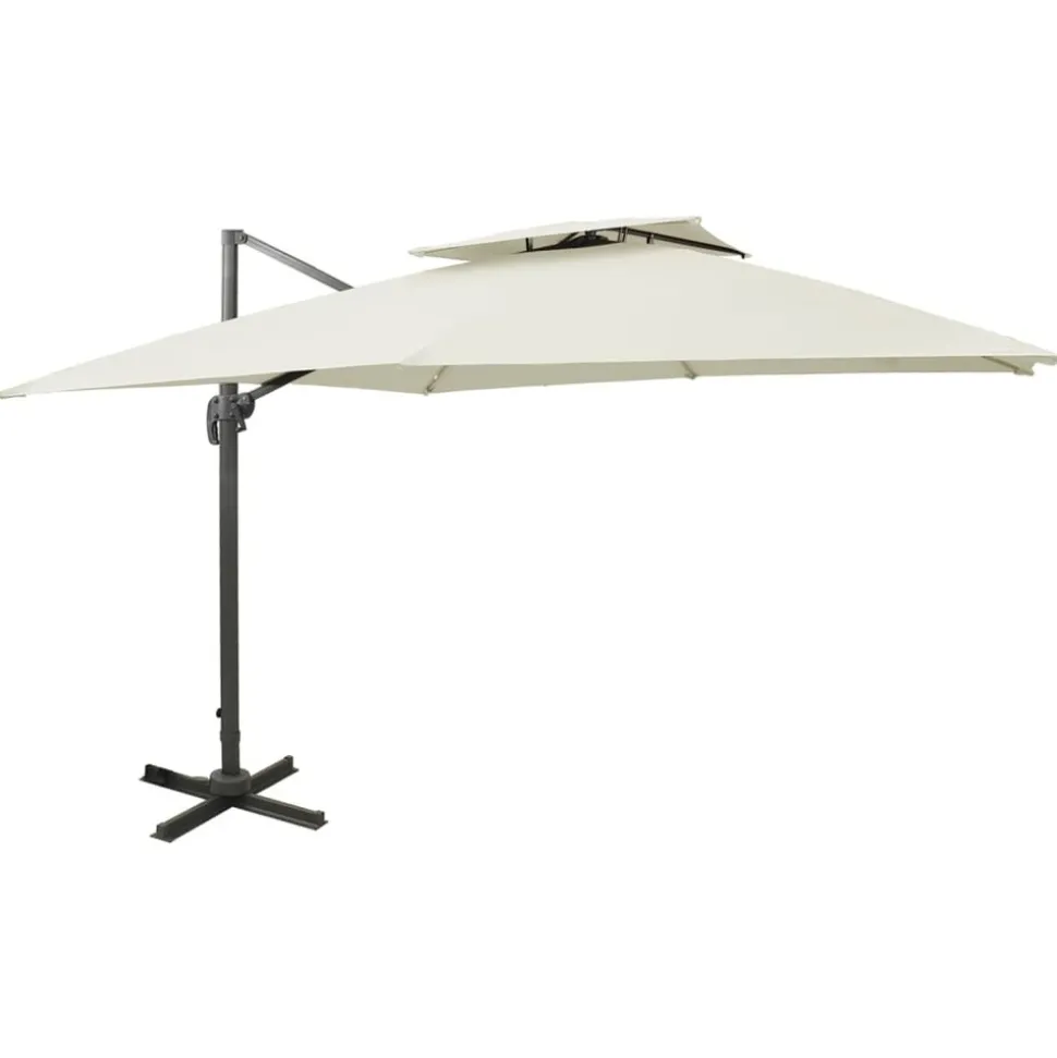 MAISON EXCLUSIVE - Parasol de jardin en porte-à-faux avec double toit sable