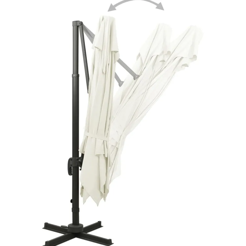 MAISON EXCLUSIVE - Parasol de jardin en porte-à-faux avec double toit sable