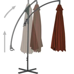 MAISON EXCLUSIVE - Parasol de jardin en porte-à-faux avec mât en acier terre cuite